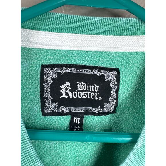 Blind Rooster Streetwear Green Pink Cherry Blossom Embroidered Sweatshirt Medium - Picture 3 of 5